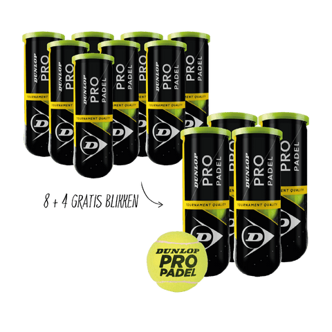 Dunlop Pro Padel padelballen | Ballen Actie | 8 + 4 gratis