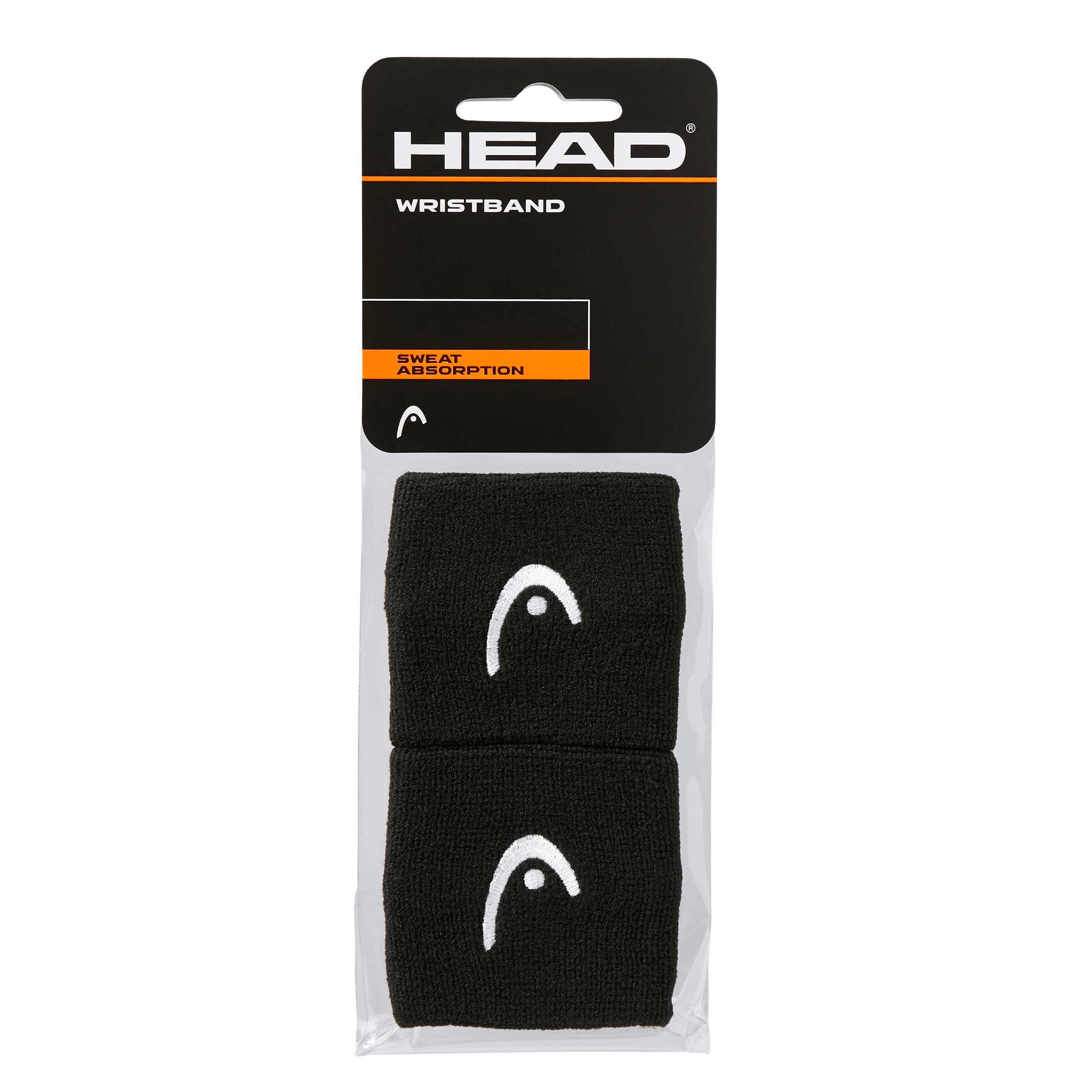 HEAD Padel Polsband (2 stuks) zwart met wit logo - PadelAmigos