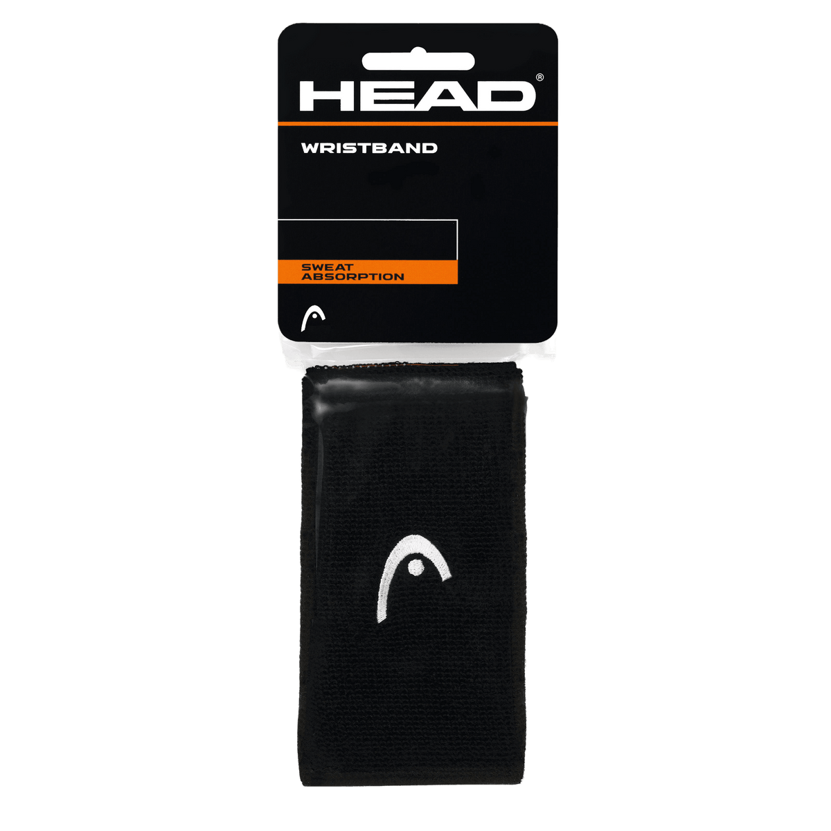 HEAD Padel Polsband extra lang (2 stuks) zwart met wit logo - PadelAmigos