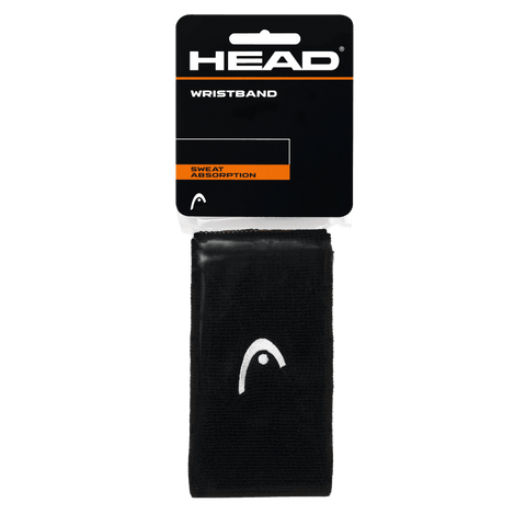 HEAD Padel Polsband extra lang (2 stuks) zwart met wit logo - PadelAmigos