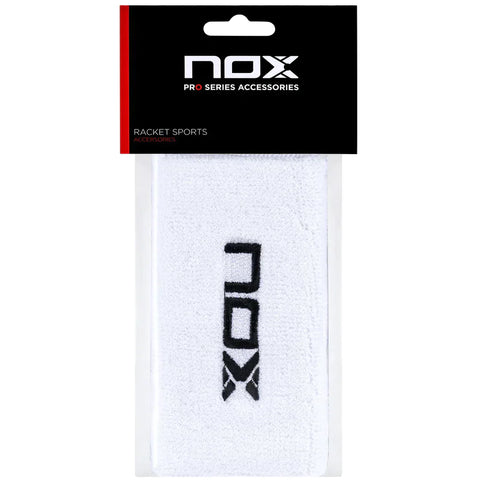 NOX Padel Polsband extra lang (2 stuks) wit met zwart logo - PadelAmigos